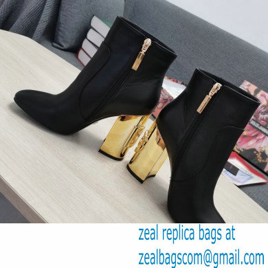 Dolce  &  Gabbana Heel 10.5cm Leather Ankle Boots Black with DG Karol Heel 2021